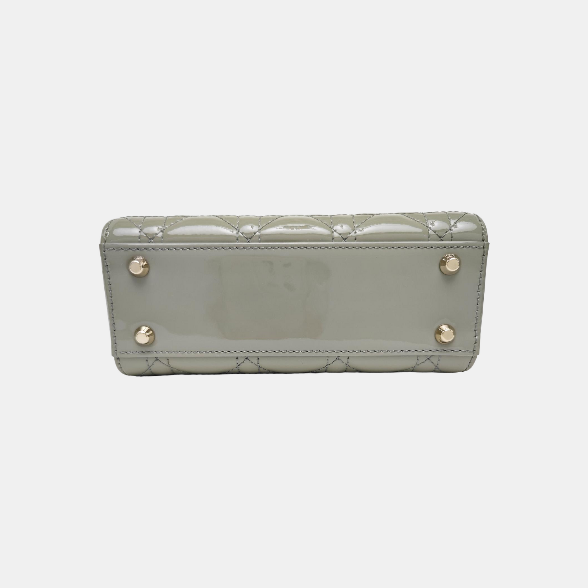 Lady Dior Mini Cannage Patent Leather Green