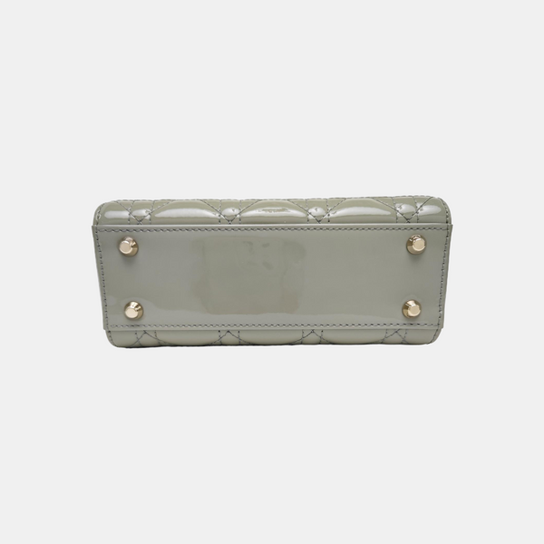 Lady Dior Mini Cannage Patent Leather Green
