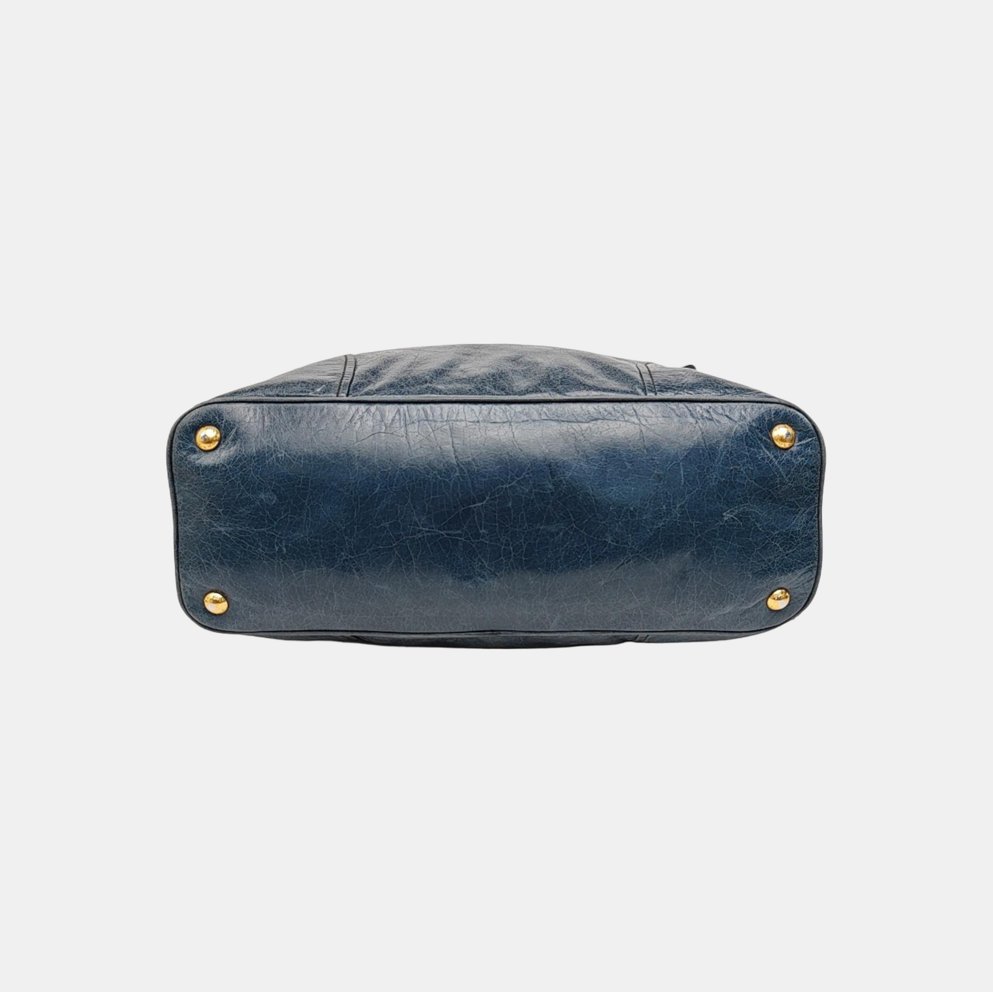 Calfskin Shoulder Bag Blue