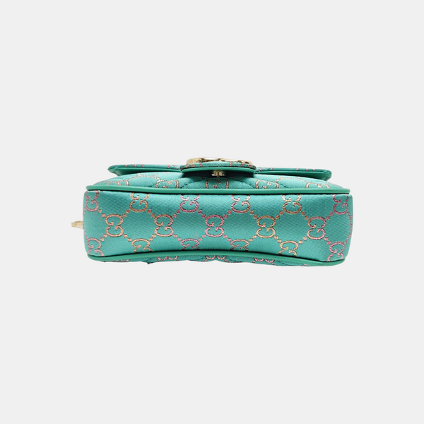 GG Marmont Super Mini Quilted Fabric Green