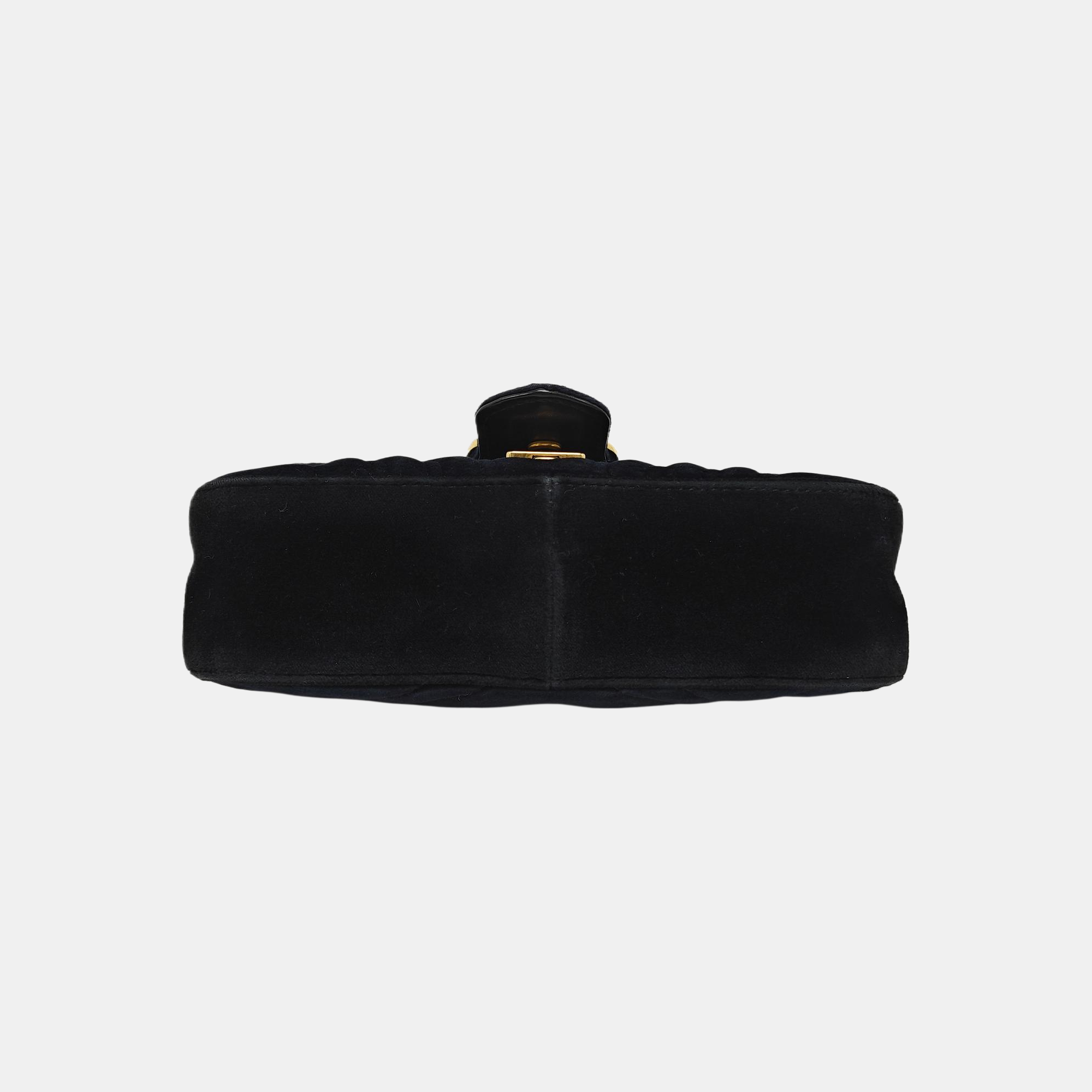 GG Marmont Mini Quilted Velvet Black
