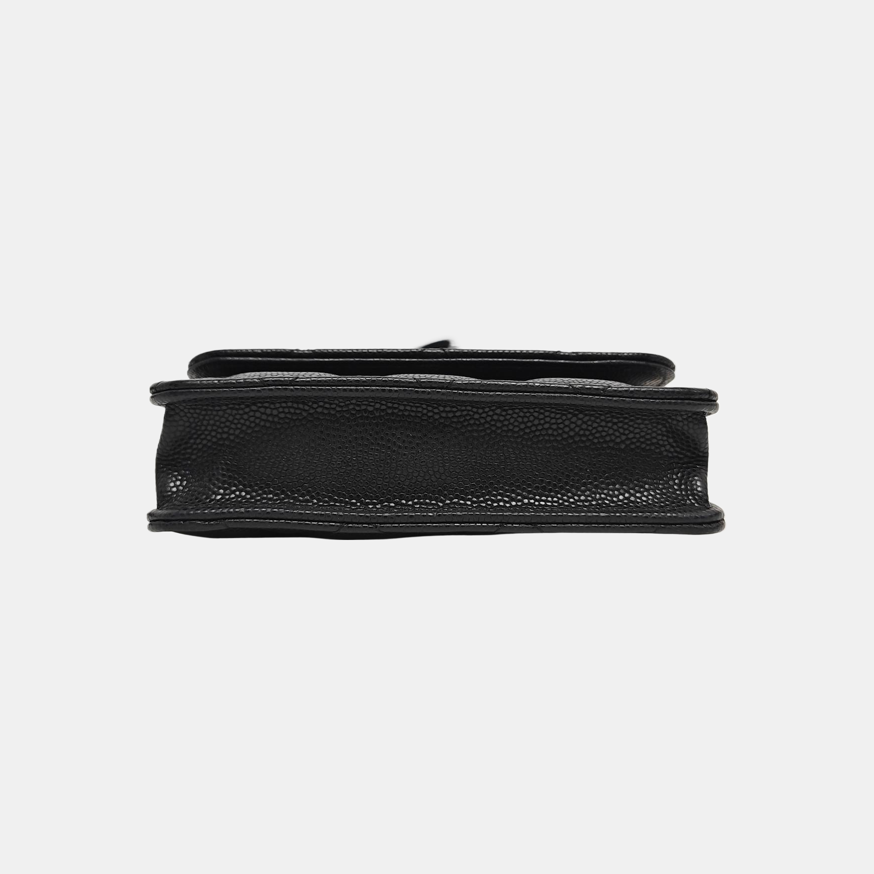 Quilted Grained Calfskin Shoulder Bag Black