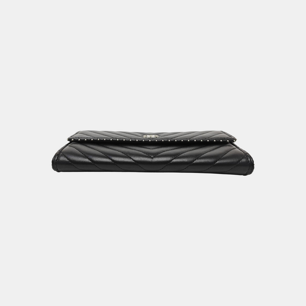 WOC Chevron Lambskin Black Wallet