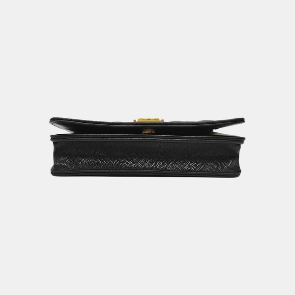 BOY CHANEL Mini Quilted Grained Calfskin Black