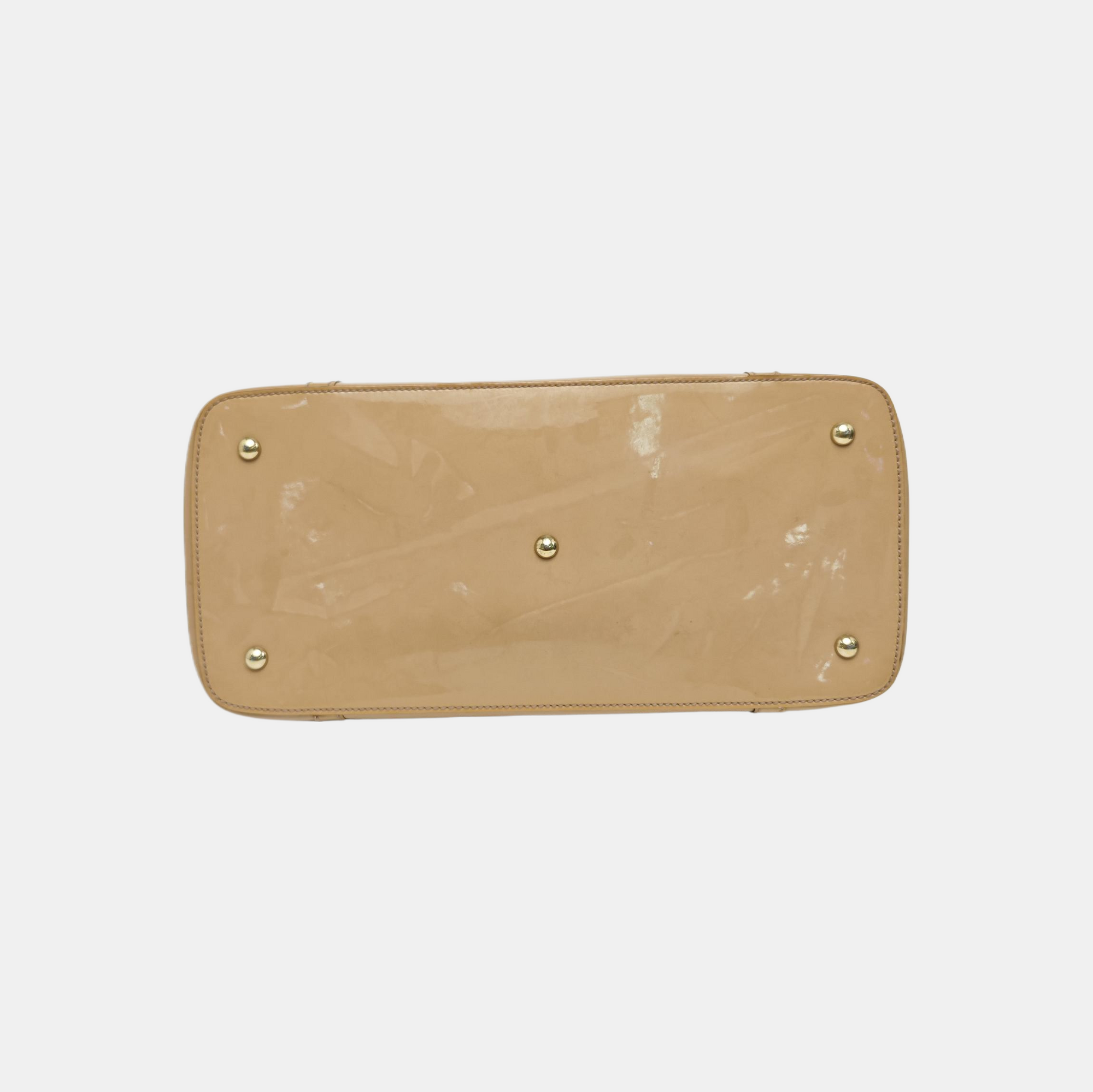 Monogram Patent Leather Shoulder Bag Beige