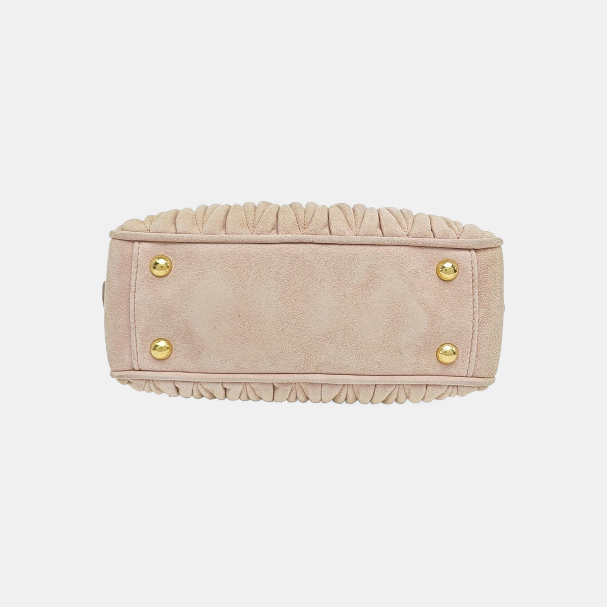 Arcadie Matelassé Small Quilted Suede Pink