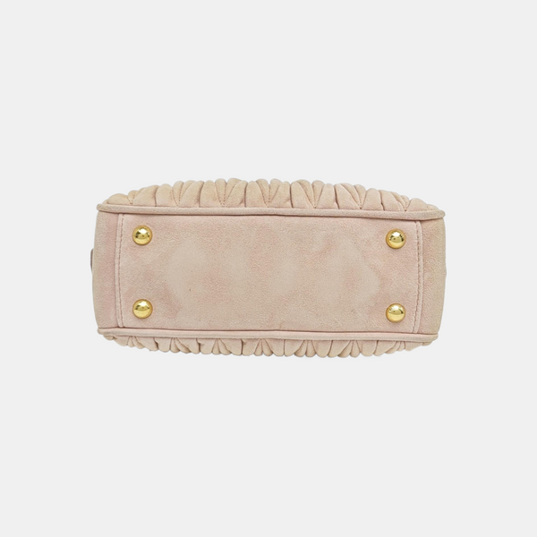 Arcadie Matelassé Small Quilted Suede Pink