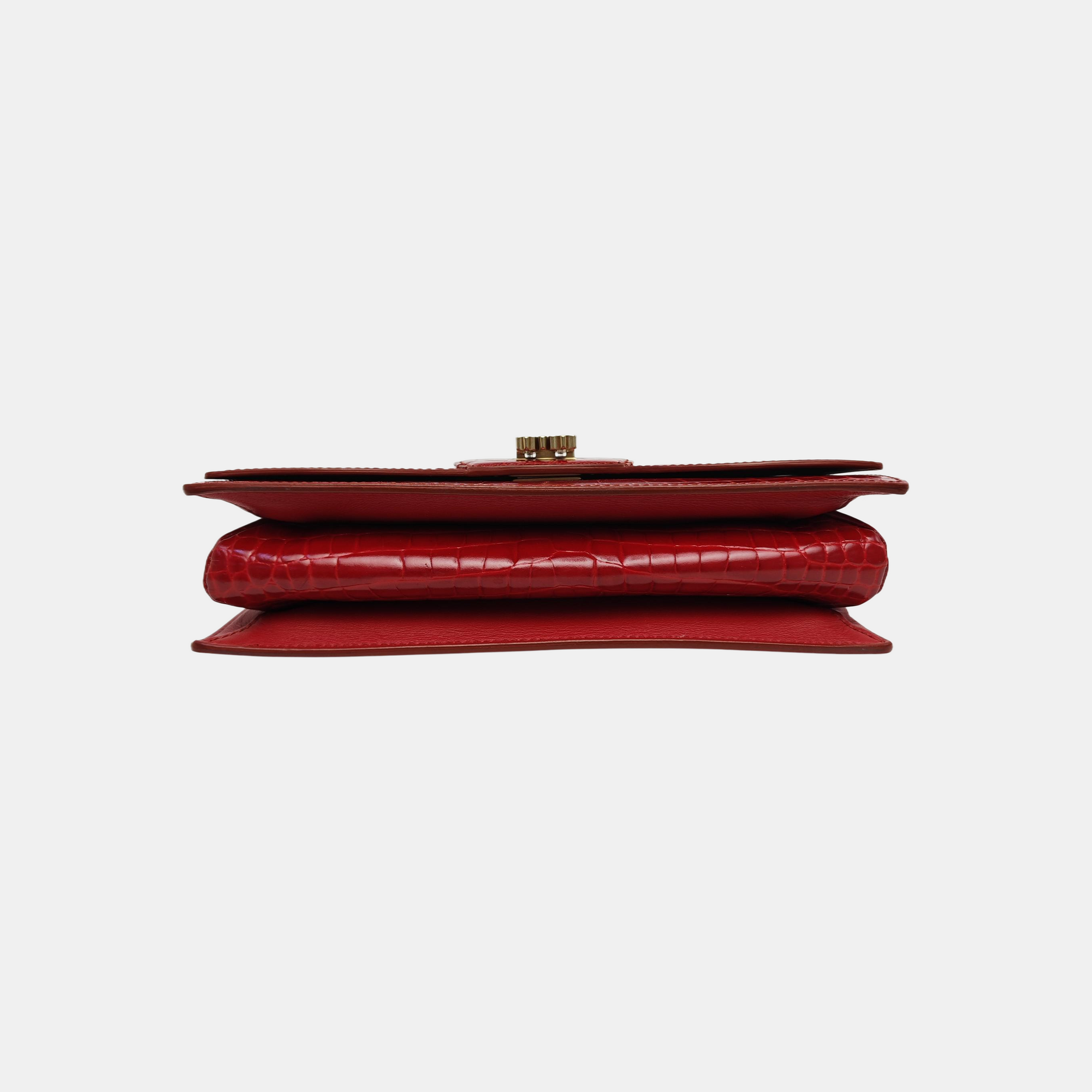 Calfskin Top Handle Bag Small Red