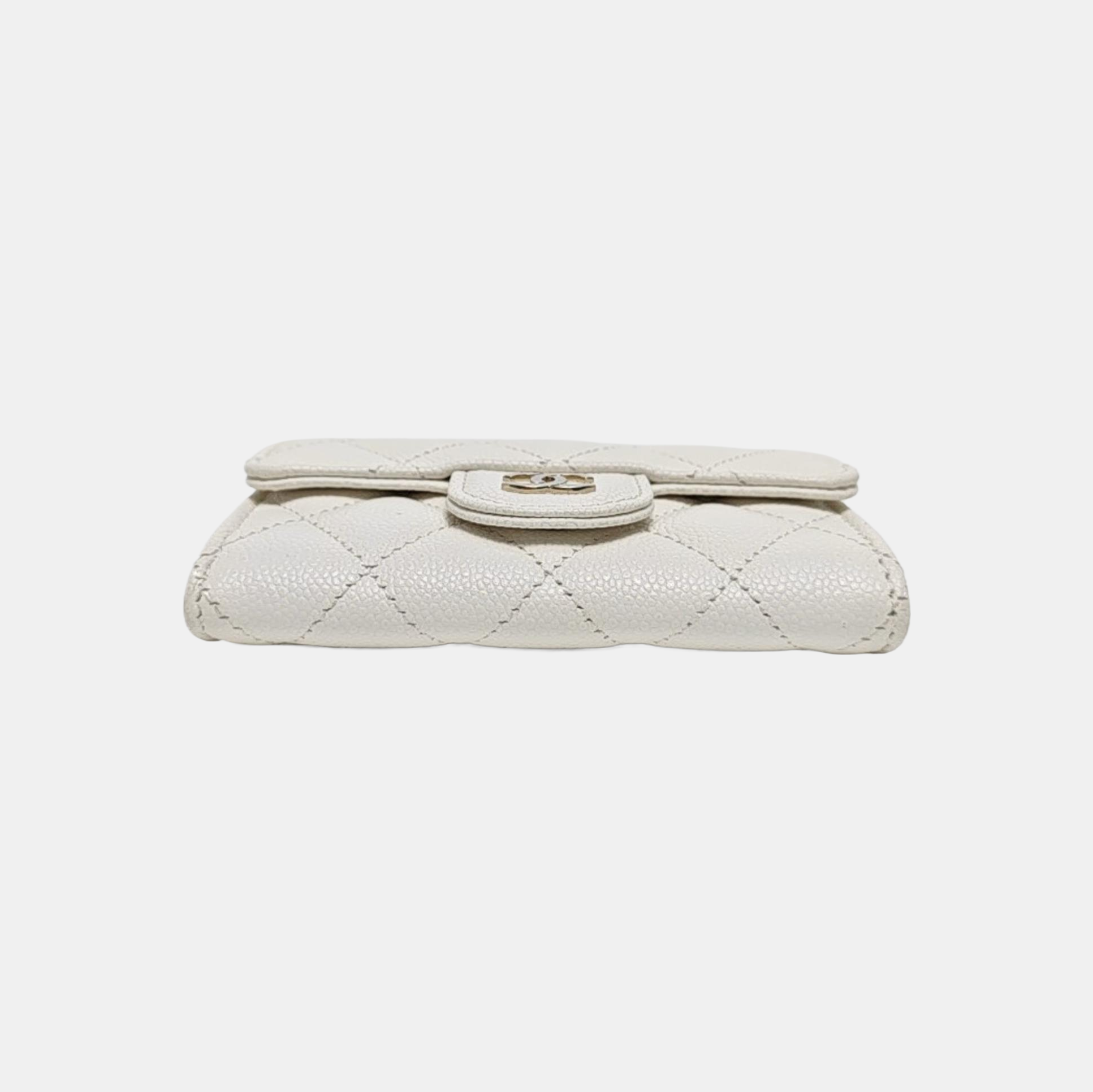 CLASSIC FLAP Quilted Grained Calfskin White