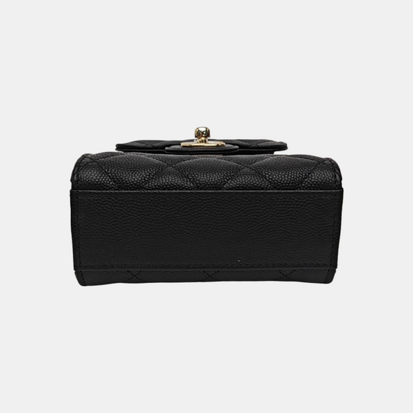 Quilted Grained Calfskin Shoulder Bag Black