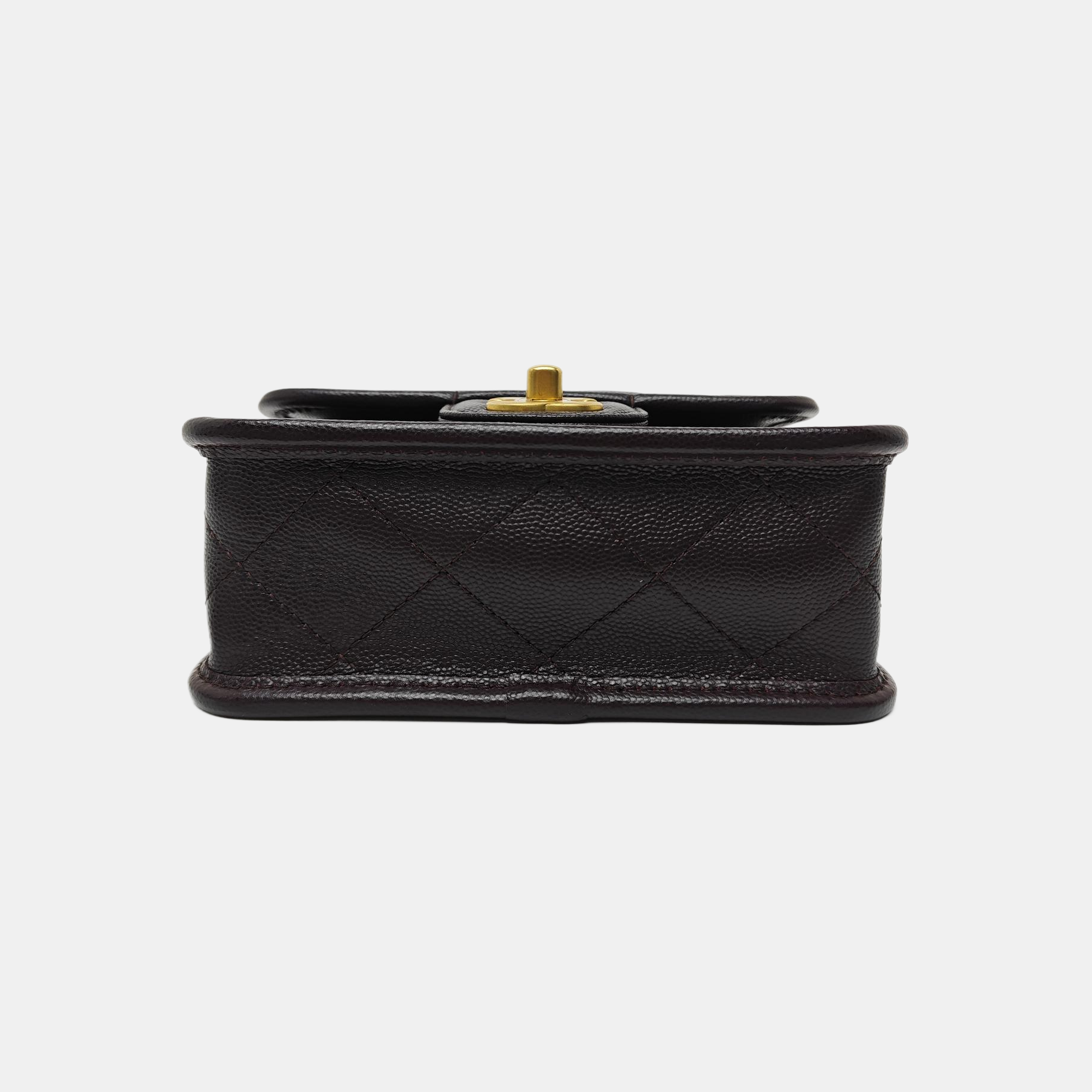 Quilted Grained Calfskin Shoulder Bag Brown