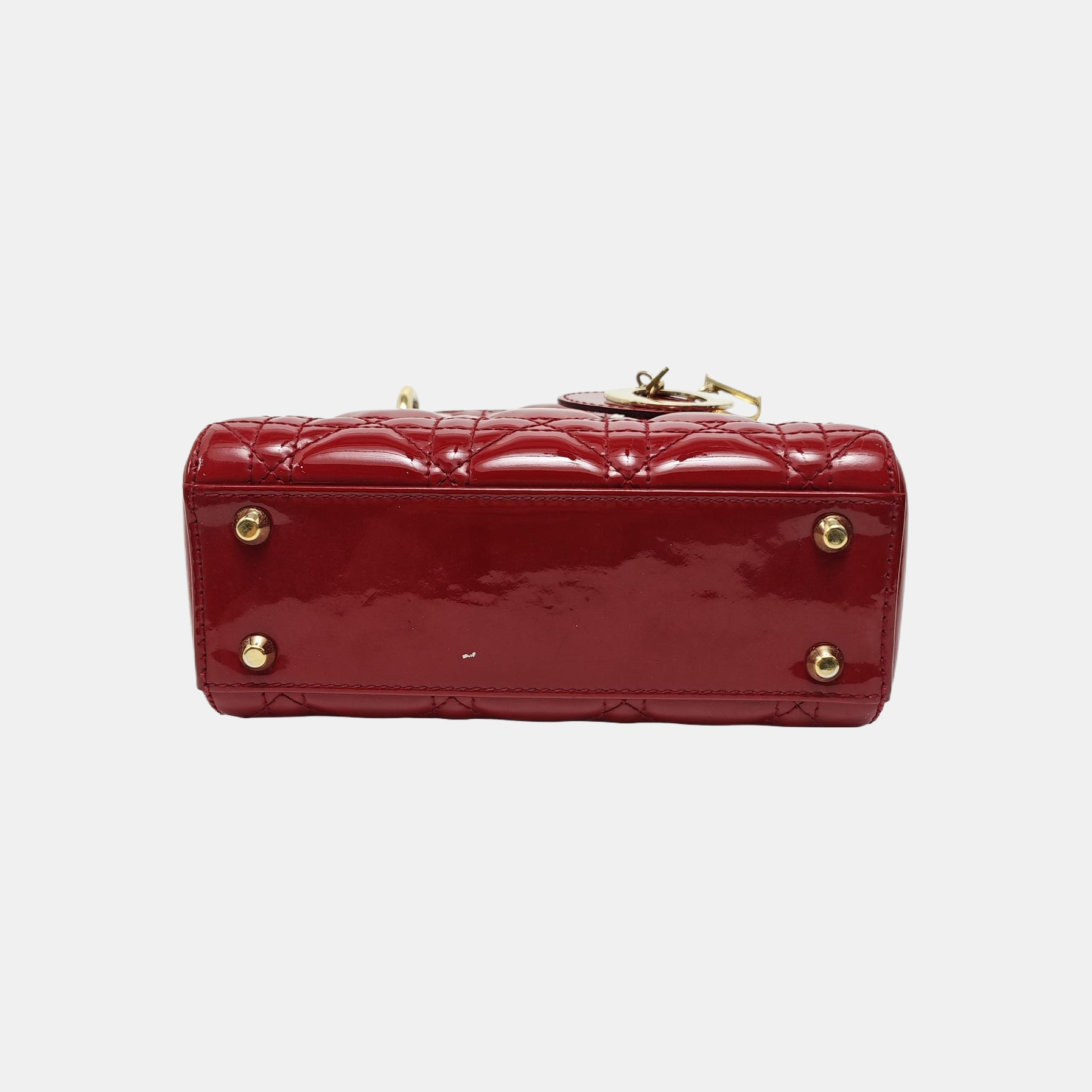 Lady Dior Mini Cannage Patent Calfskin Red