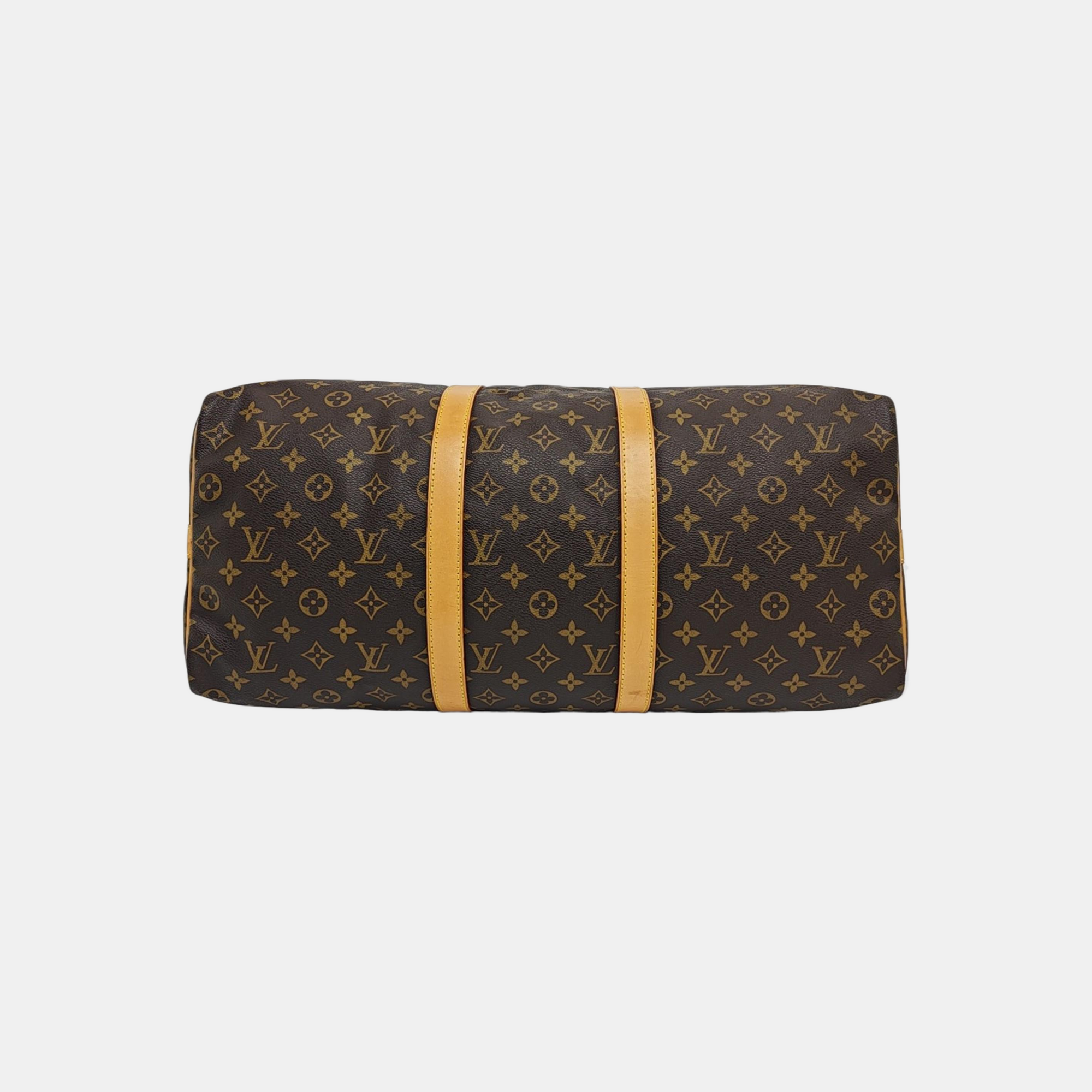 KEEPALL 50 Monogram Coated Canvas Brown