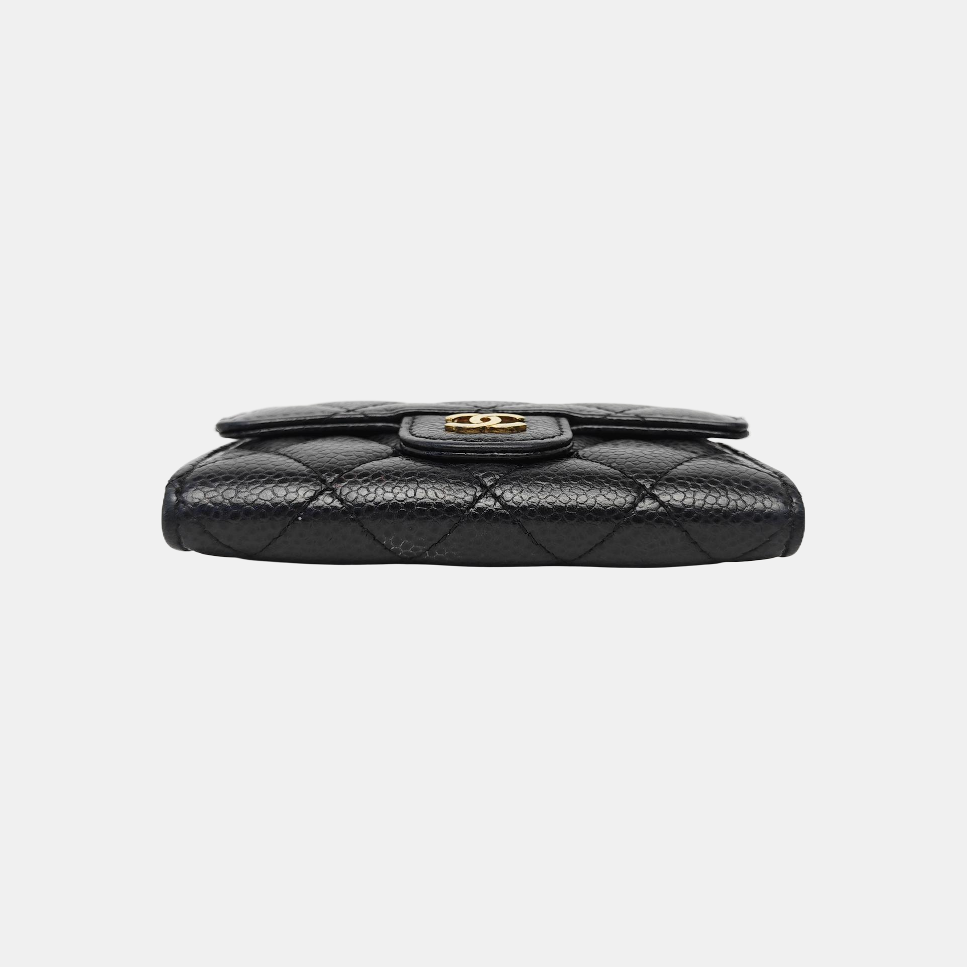 CLASSIC FLAP Quilted Grained Calfskin Black Wallet