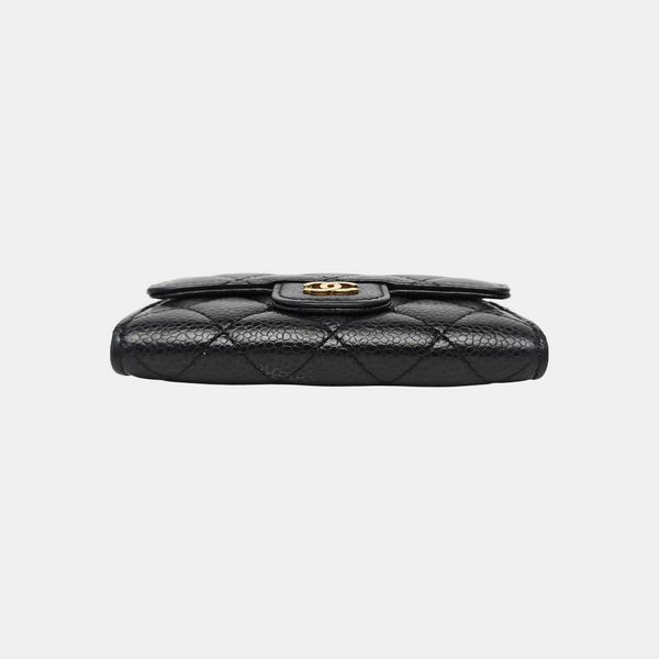 CLASSIC FLAP Quilted Grained Calfskin Black Wallet