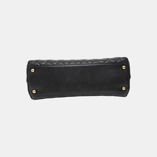 COCO HANDLE Medium Quilted Grained Calfskin Black