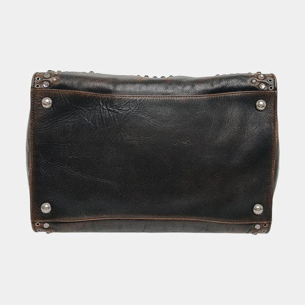 Calfskin Top Handle Bag Brown