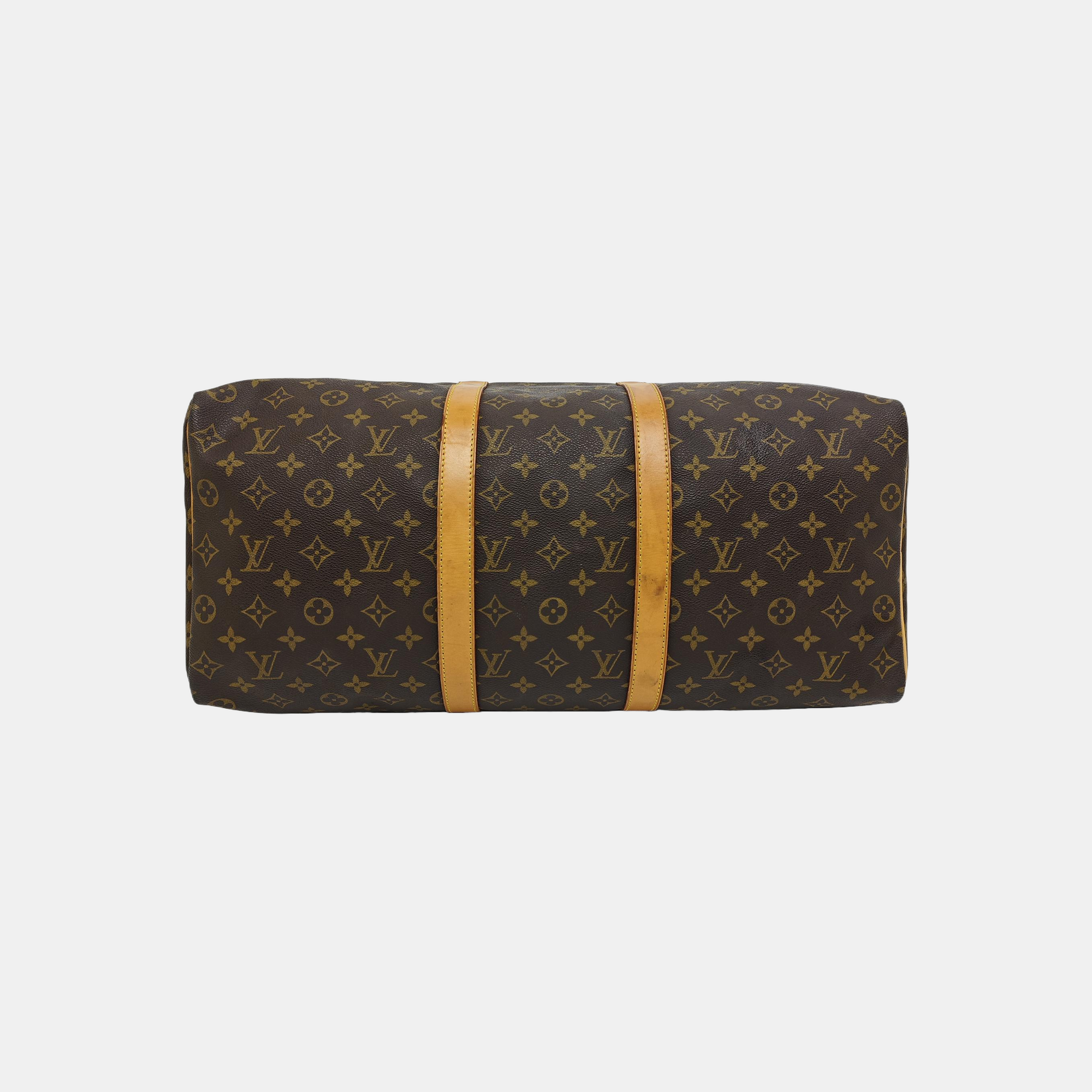 KEEPALL 50 Monogram Coated Canvas Brown