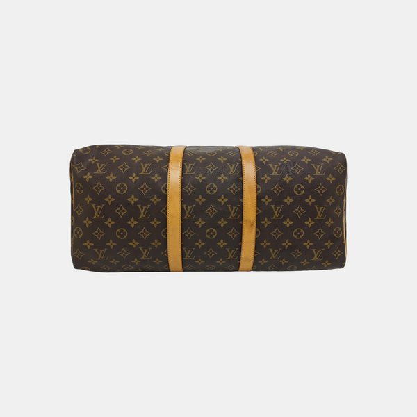 KEEPALL 50 Monogram Coated Canvas Brown