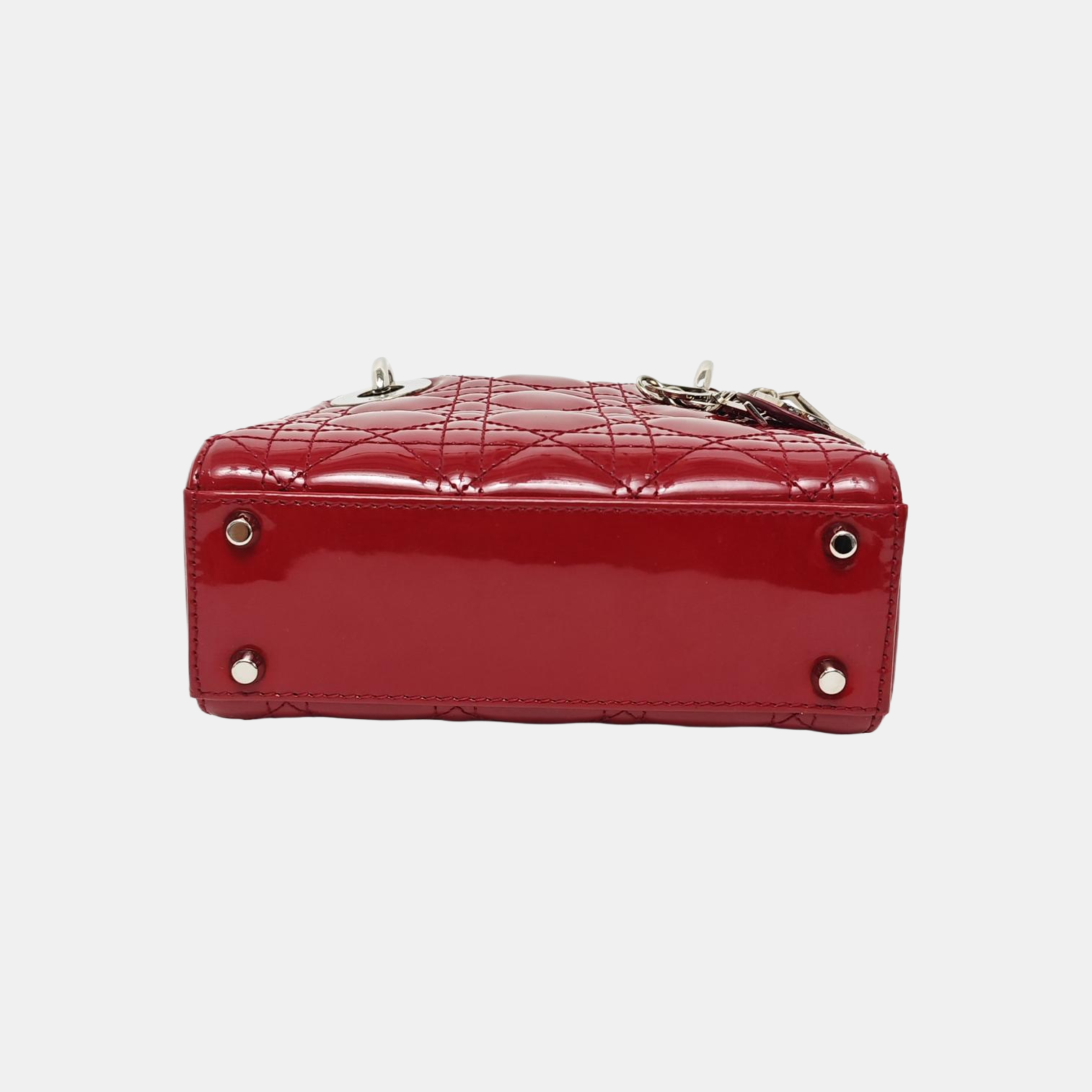 Lady Dior Mini Cannage Patent Leather Red