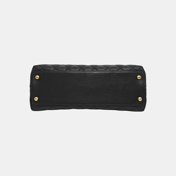 COCO HANDLE Medium Quilted Grained Calfskin Black