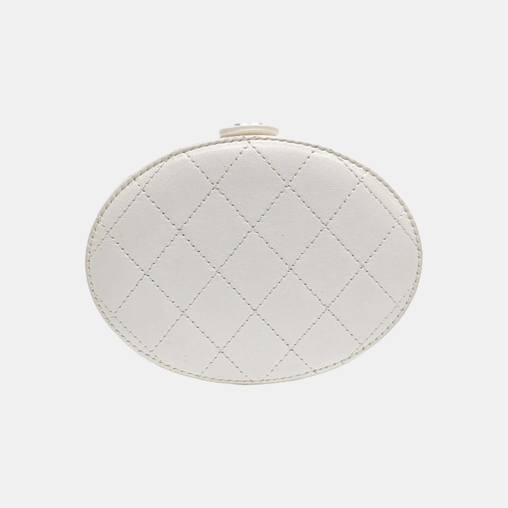 Round Vanity Medium Quilted Lambskin White