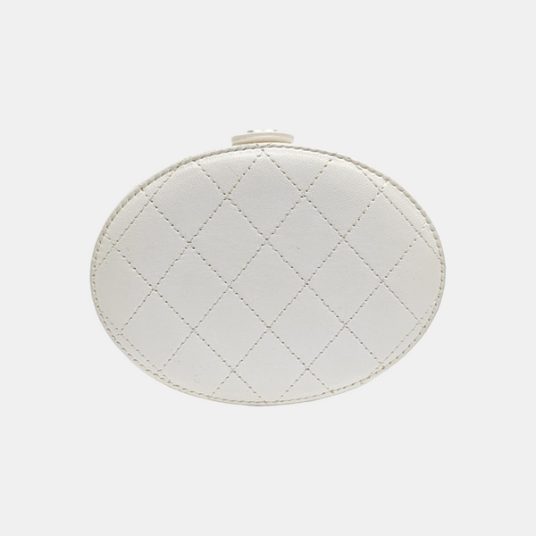 Round Vanity Medium Quilted Lambskin White