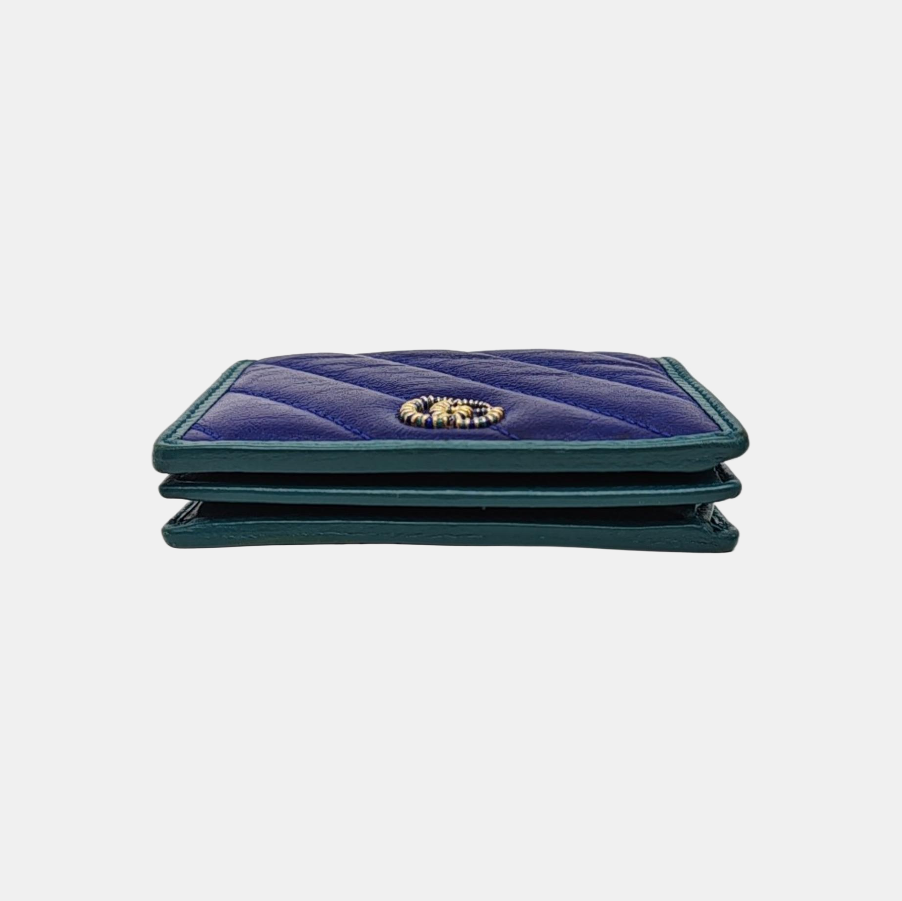 GG Marmont Mini Quilted Calfskin Blue Wallet