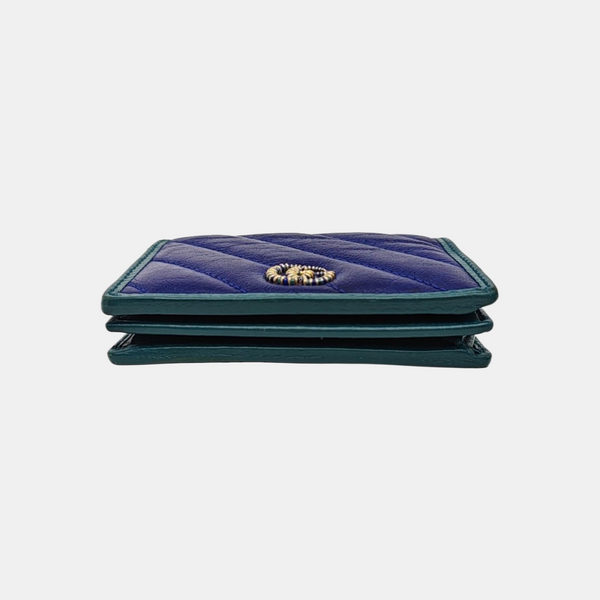 GG Marmont Mini Quilted Calfskin Blue Wallet
