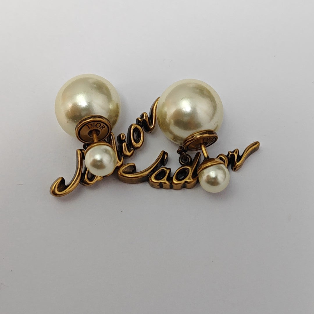 Dior Tribales Metal White Stud Earrings
