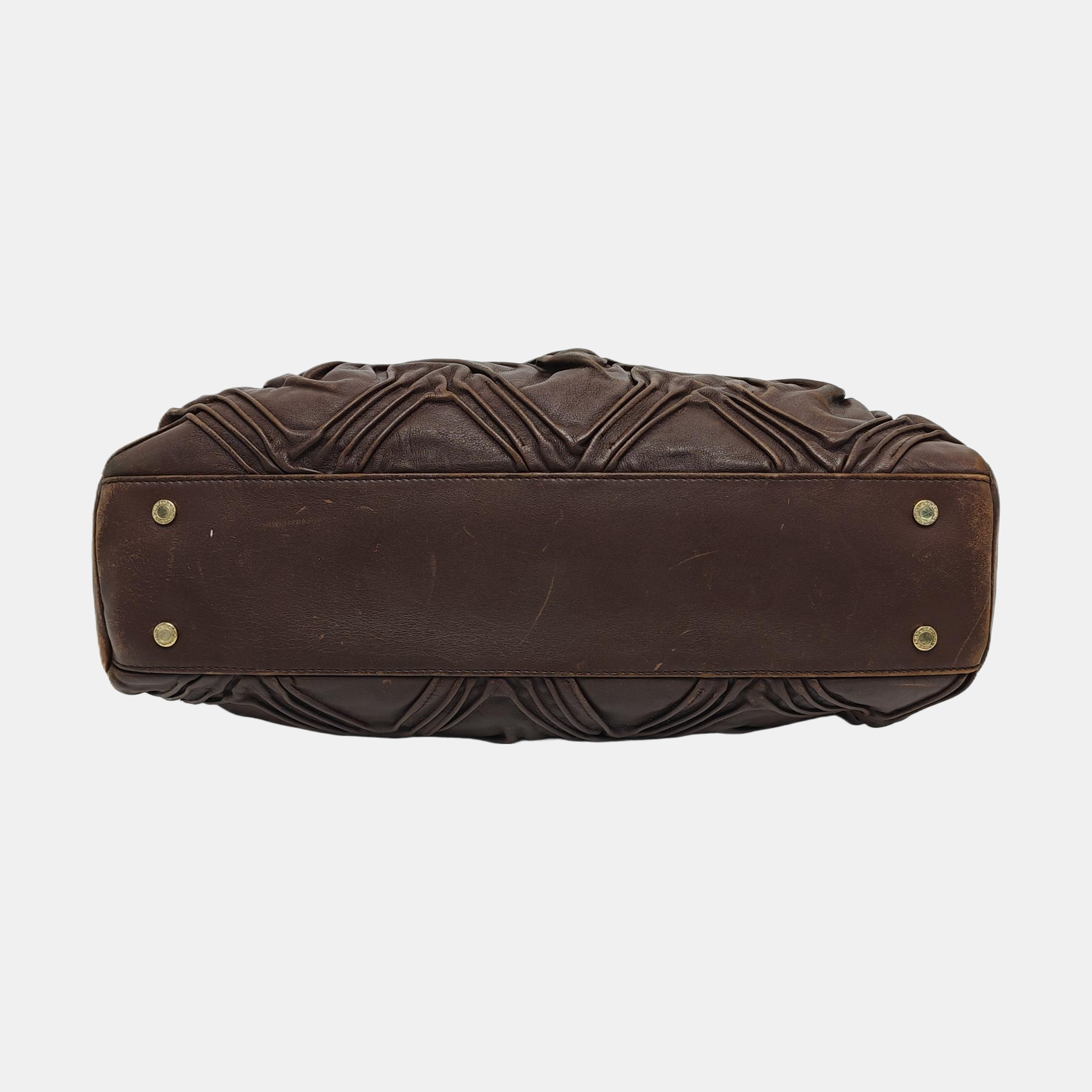 Leather Top Handle Bag Brown