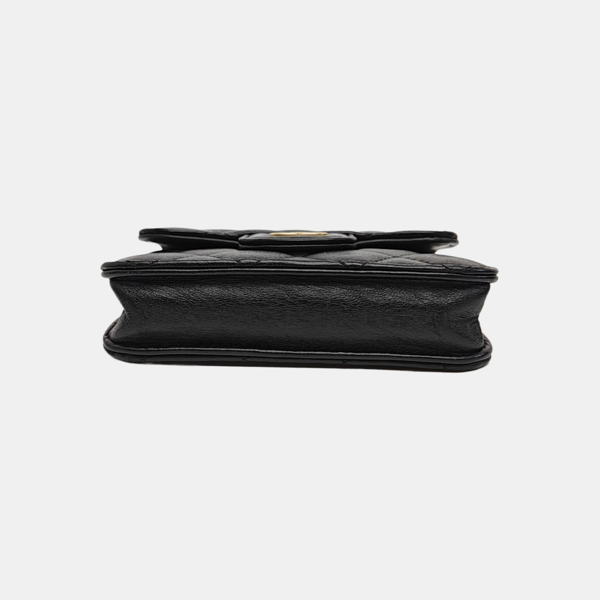 Quilted Lambskin Shoulder Bag Black