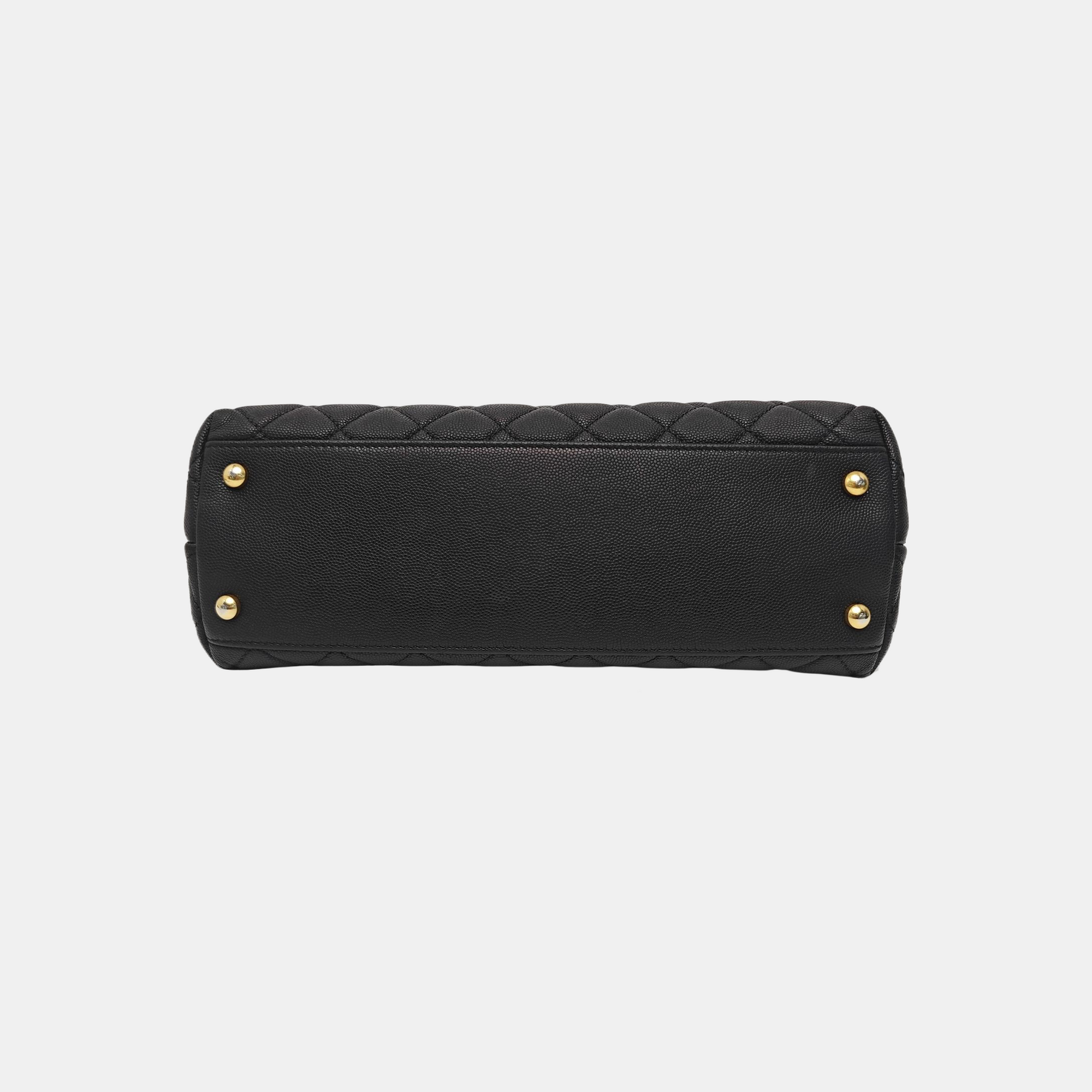 COCO HANDLE Medium Quilted Grained Calfskin Black