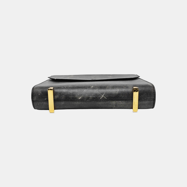 Leather Top Handle Bag Black