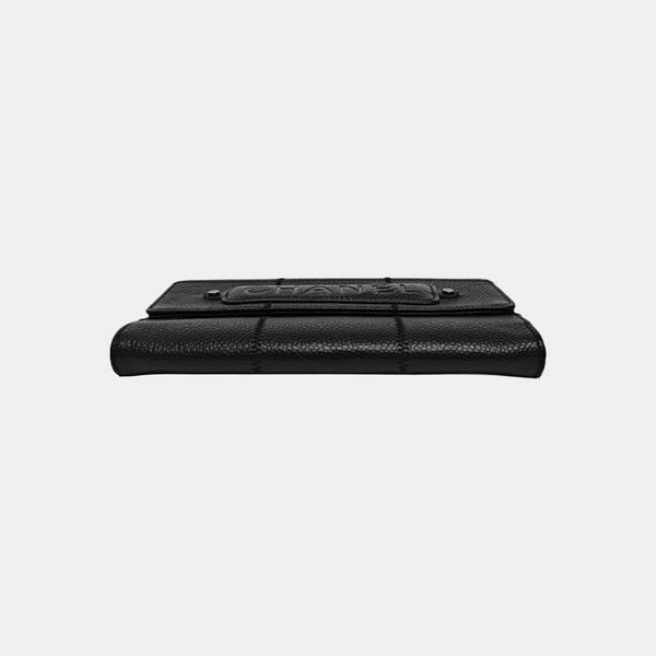 Quilted Grained Calfskin Wallet Black
