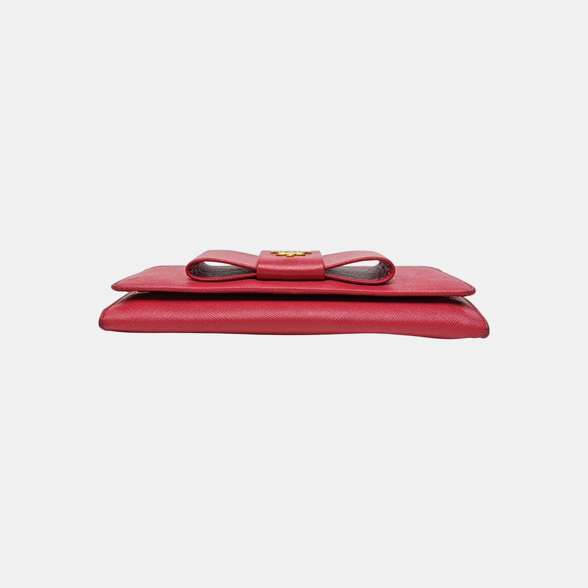 Fiocco Bow Calfskin Red Wallet