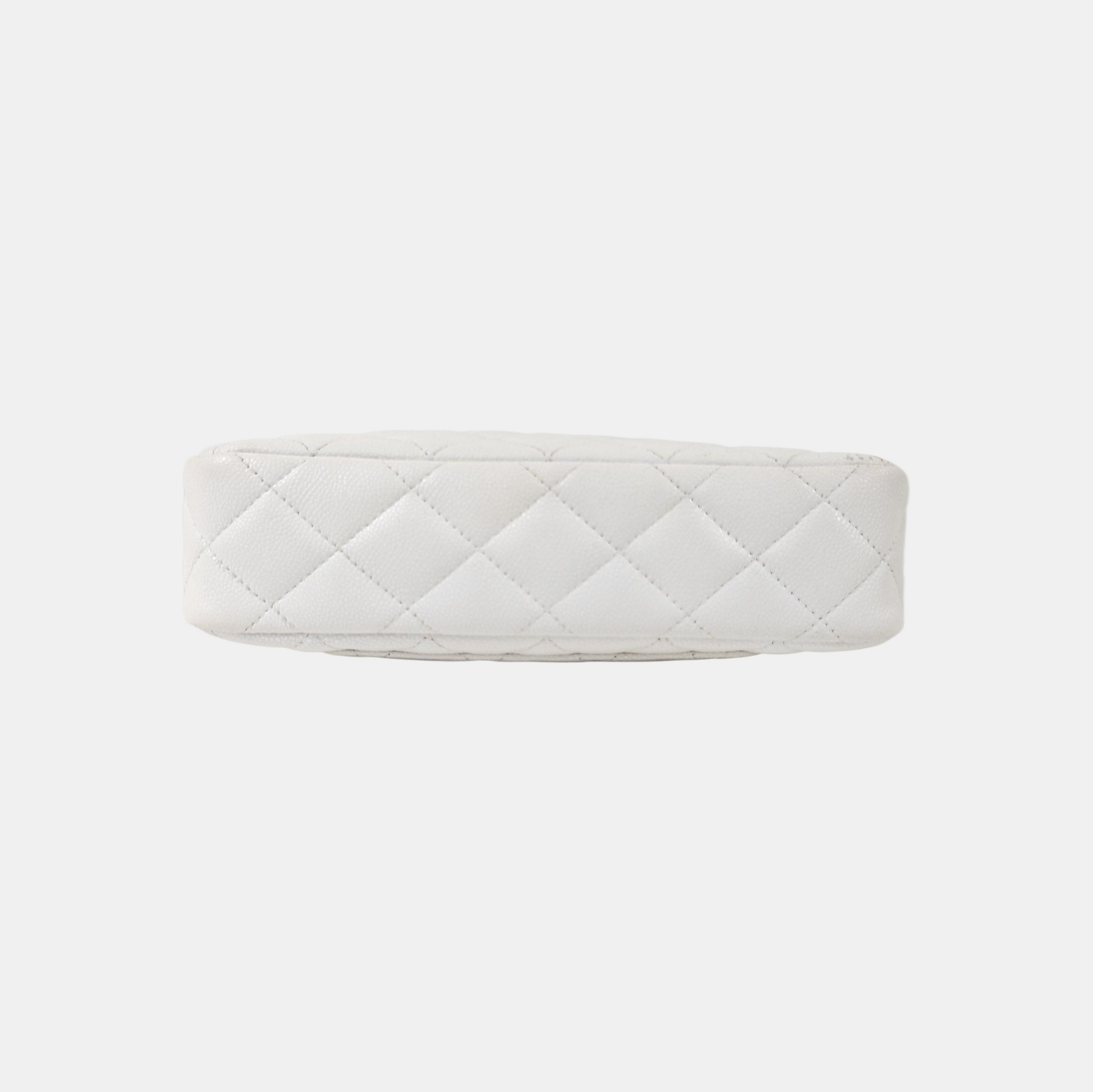 Quilted Grained Calfskin Shoulder Bag White