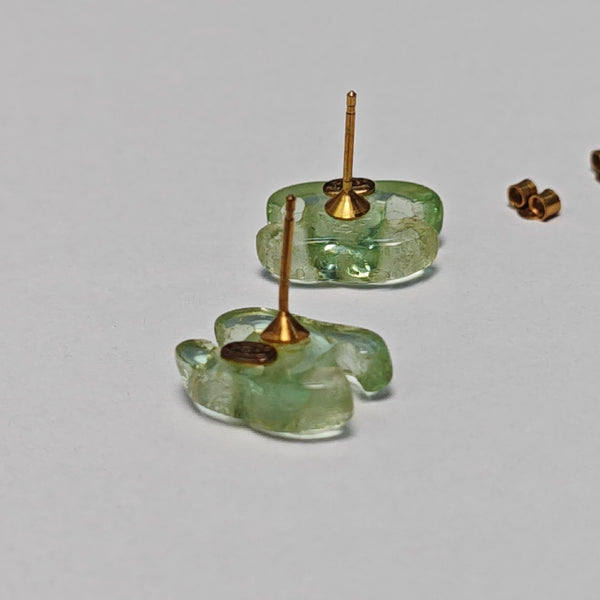 CC Logo Metal Green Stud Earrings