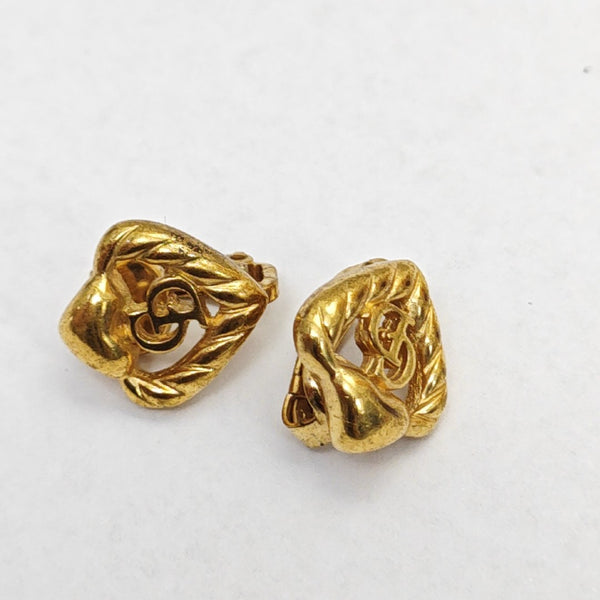 Twist Round Metal Gold Clip On Earrings