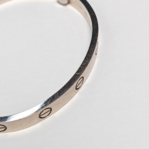 LOVE 18k White Gold Silver Bangle