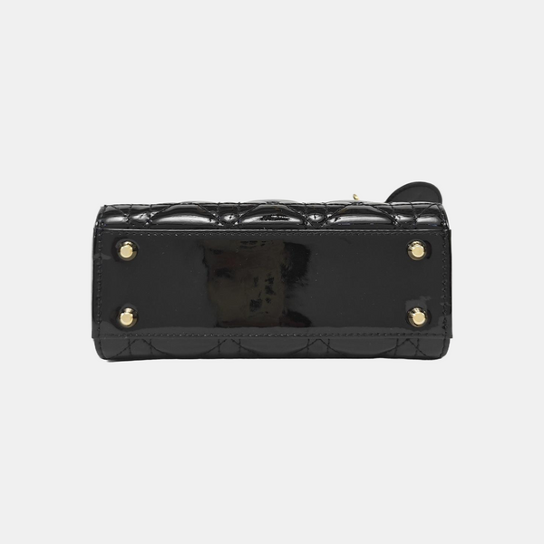Lady Dior Mini Quilted Patent Leather Black