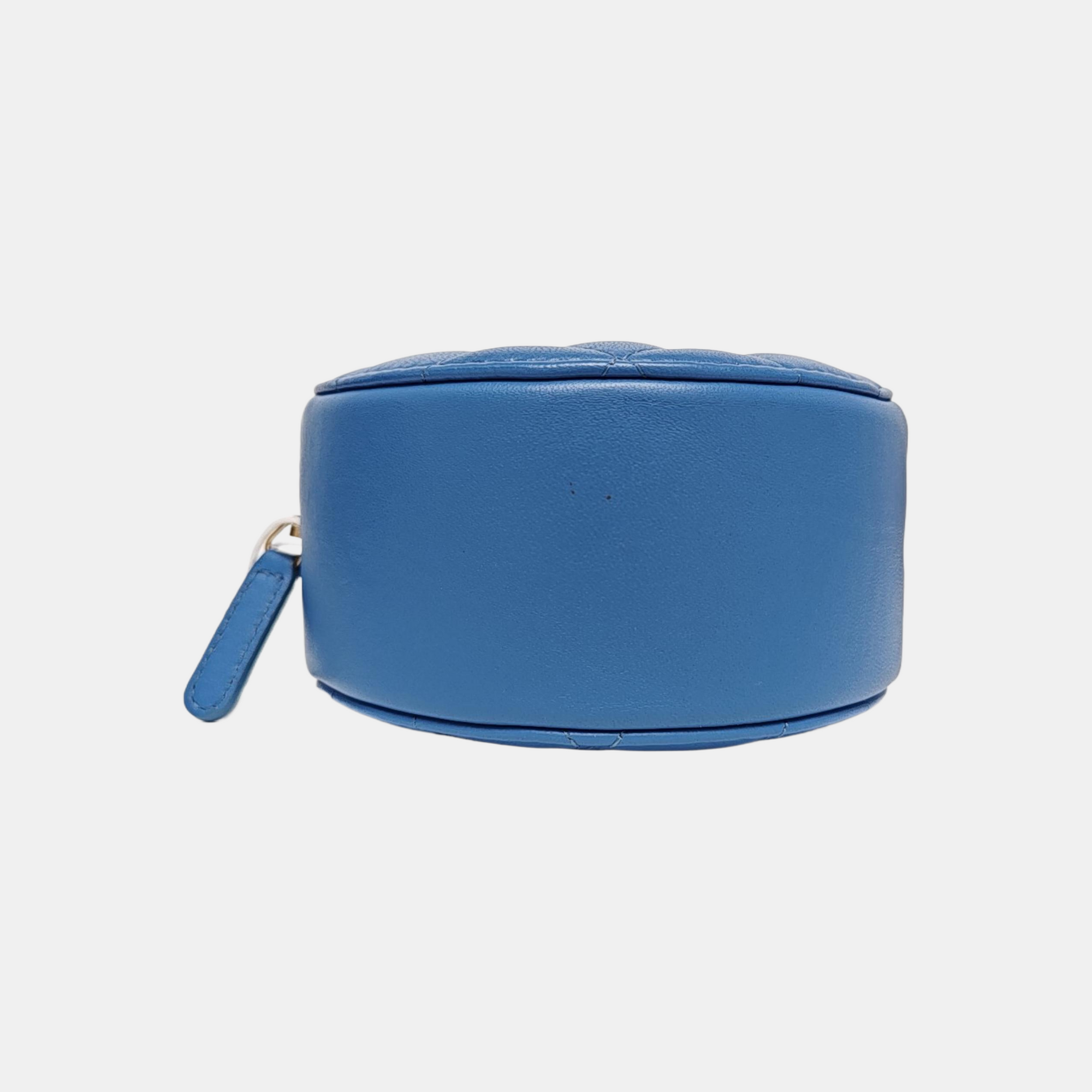 ROUND Mini Quilted Lambskin Blue