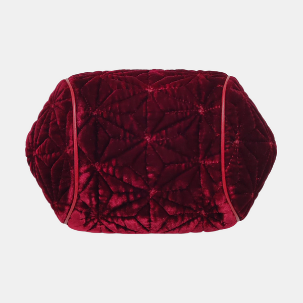 Quilted Fabric Top Handle Bag Red
