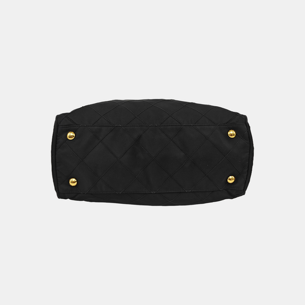 Chain Tote Quilted Nylon Black
