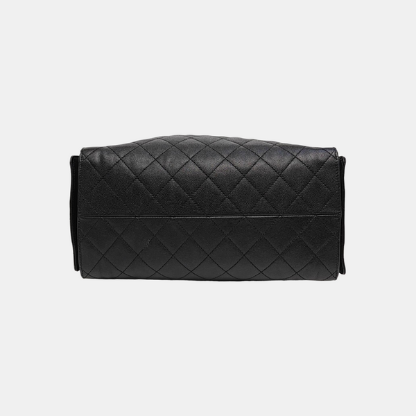 CHANEL 25 Medium Quilted Grained Calfskin Black