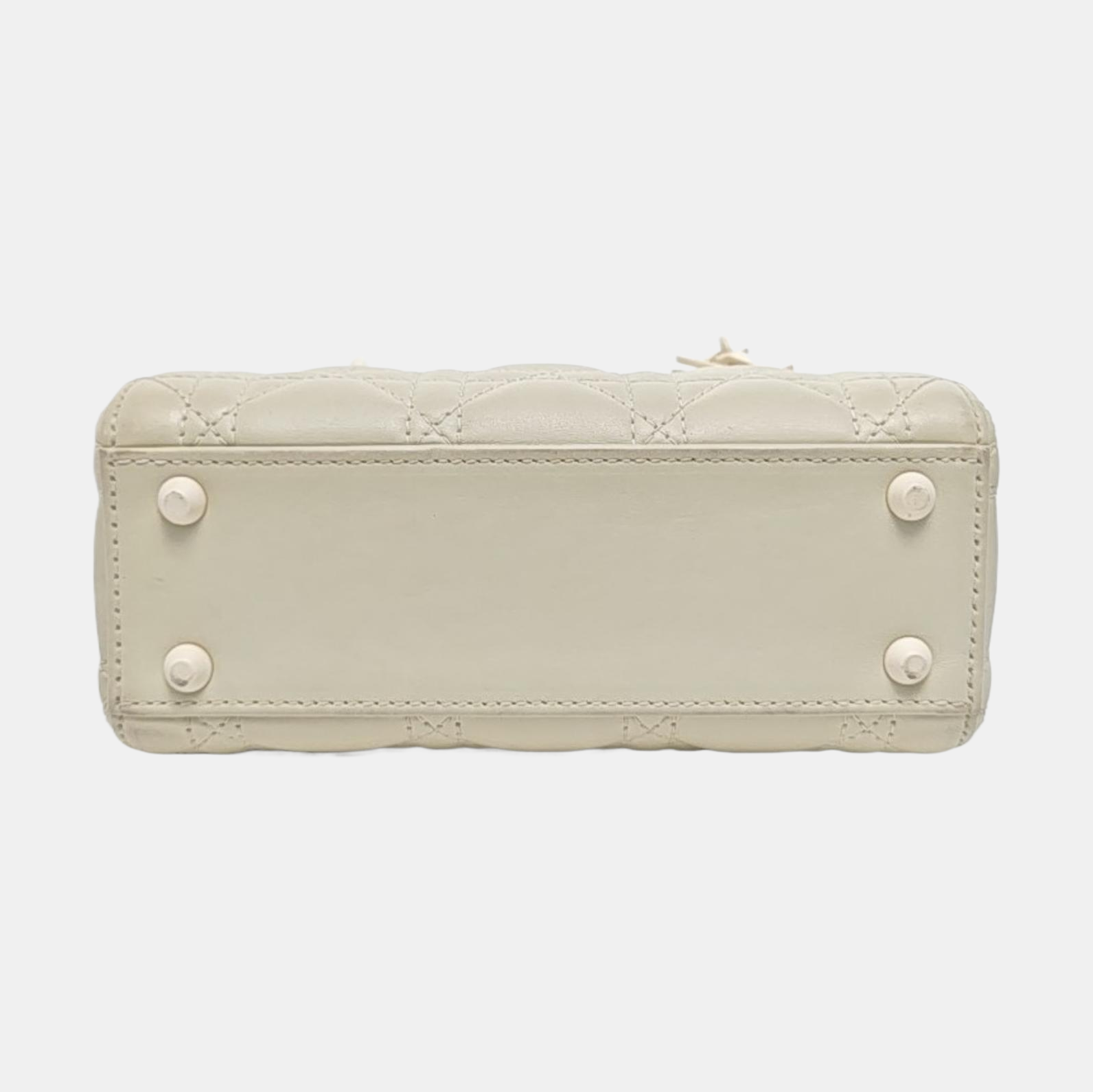 Authenticated pre-owned  Lady Dior Mini Cannage Calfskin White - Tote Bag at Looply