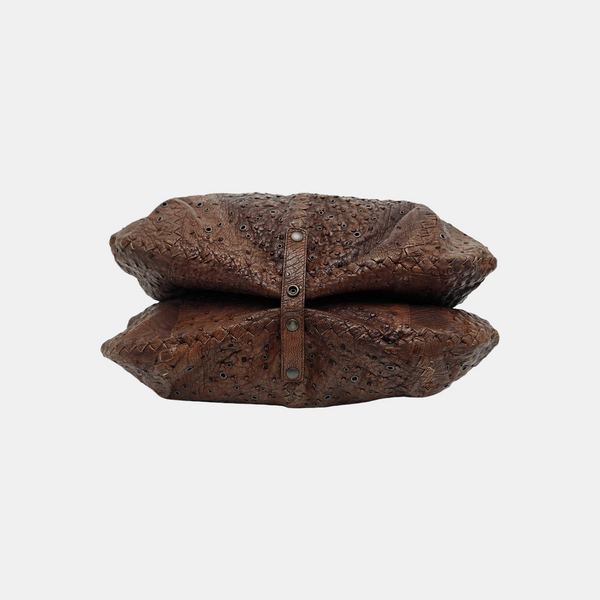 Ostrich Top Handle Bag Brown