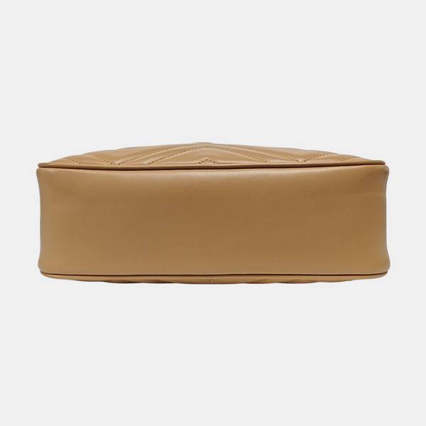 GG Marmont Small Quilted Calfskin Brown