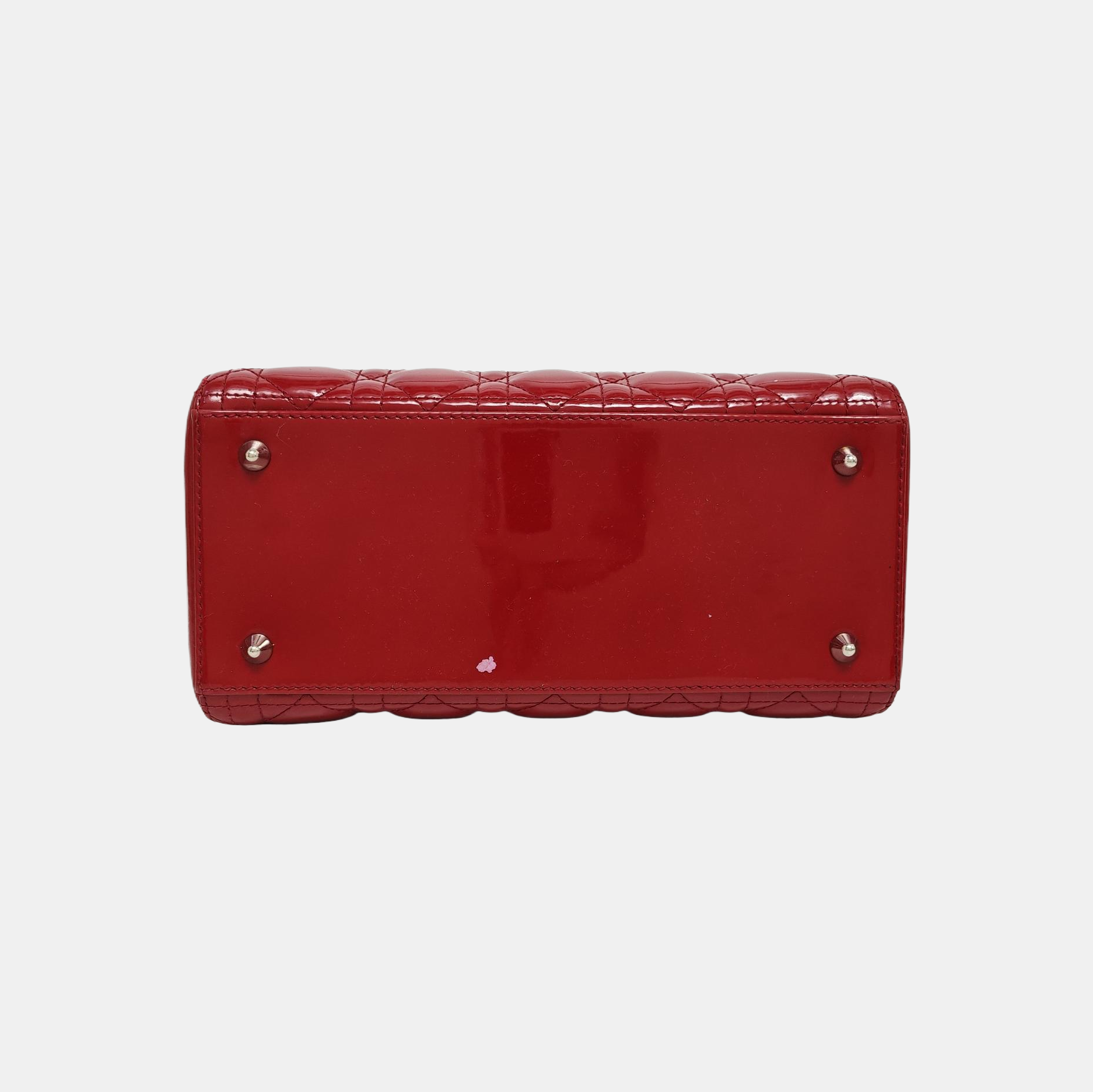 Lady Dior Medium Quilted Patent Leather Red