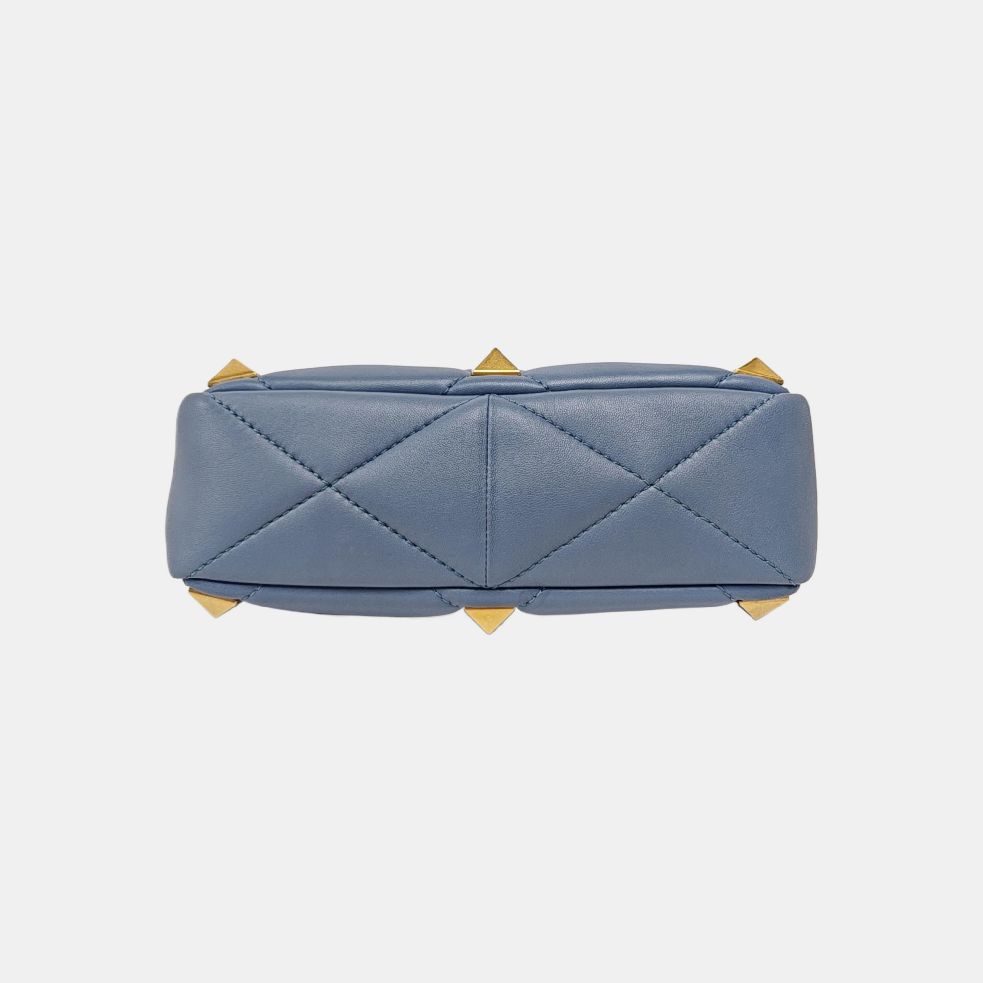 Roman Stud Medium Quilted Lambskin Blue